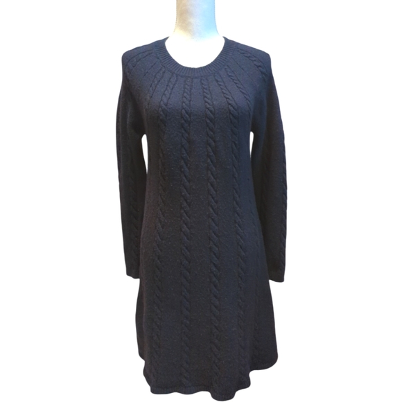 Boden Cynthia Cable Knit Wool Cotton Blend Navy Swing Dress Size 8 - Picture 3 of 10